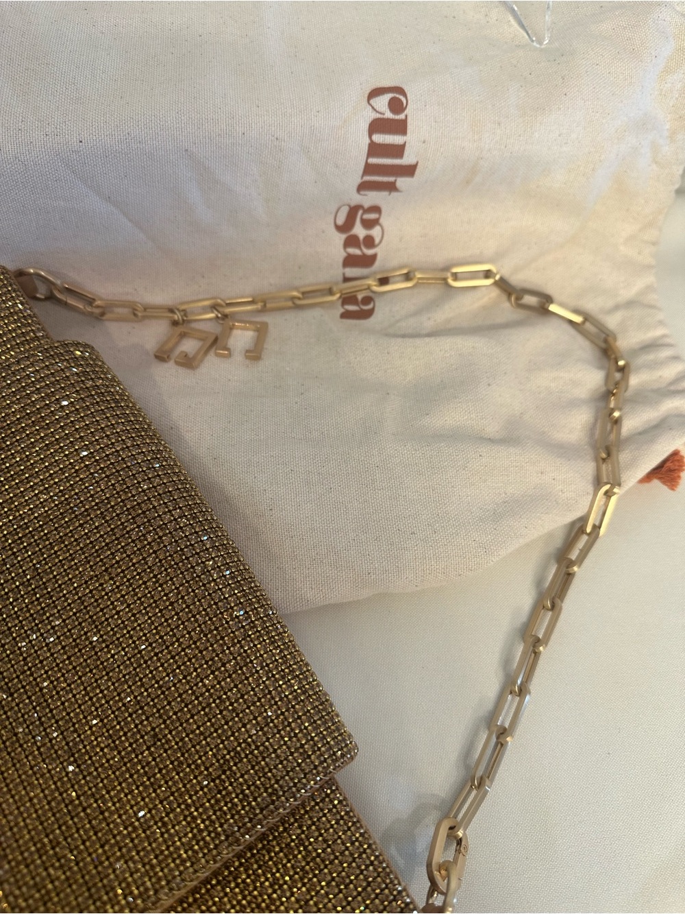 Cult Gaia Gold Crystal-Embellished Shoulder Bag - Picture 9 of 14